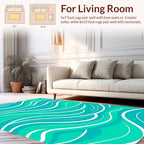 Aqua Blue Wavy Lines Design Rug