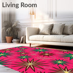 Vibrant Pink Starburst Floral Rug