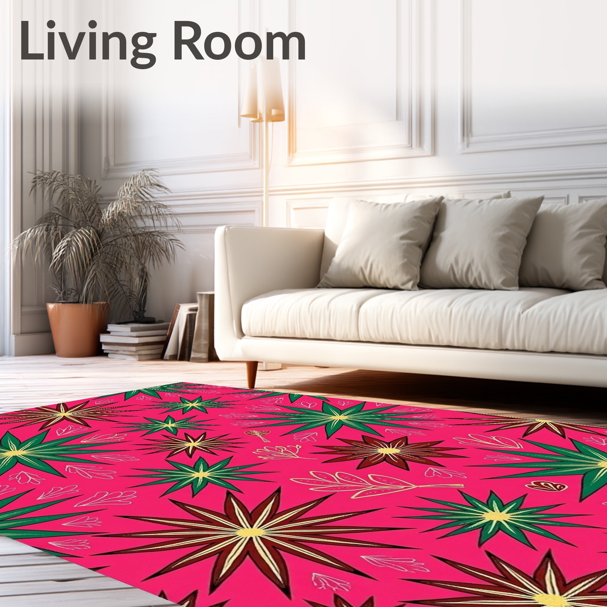 Vibrant Pink Starburst Floral Rug