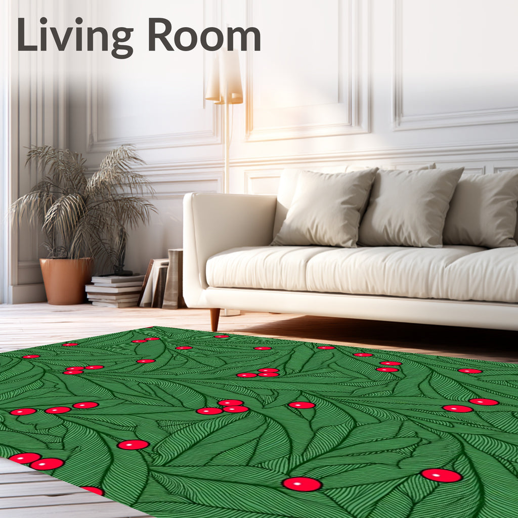 Evergreen Holly Berry Garden Rug