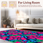 Vibrant Pink and Green Floral Pattern Rug
