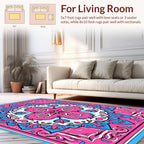 Vivid Pink Blue Kaleidoscope Pattern Rug