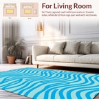 Aqua Wavy Lines Pattern Rug