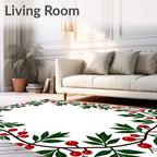 Crimson Berry Vine Border Rug