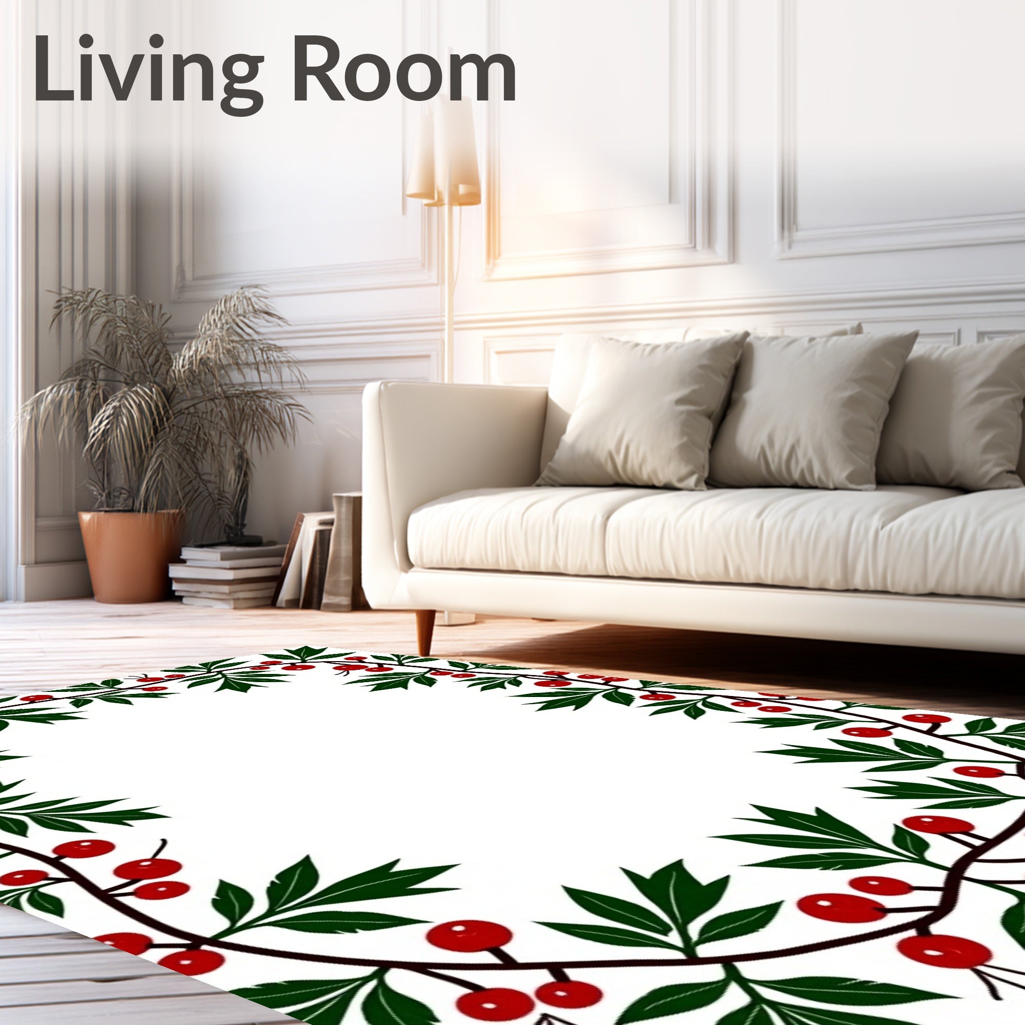 Crimson Berry Vine Border Rug