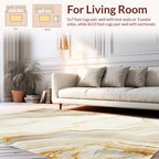 Elegant White And Gold Agate Swirl Rug