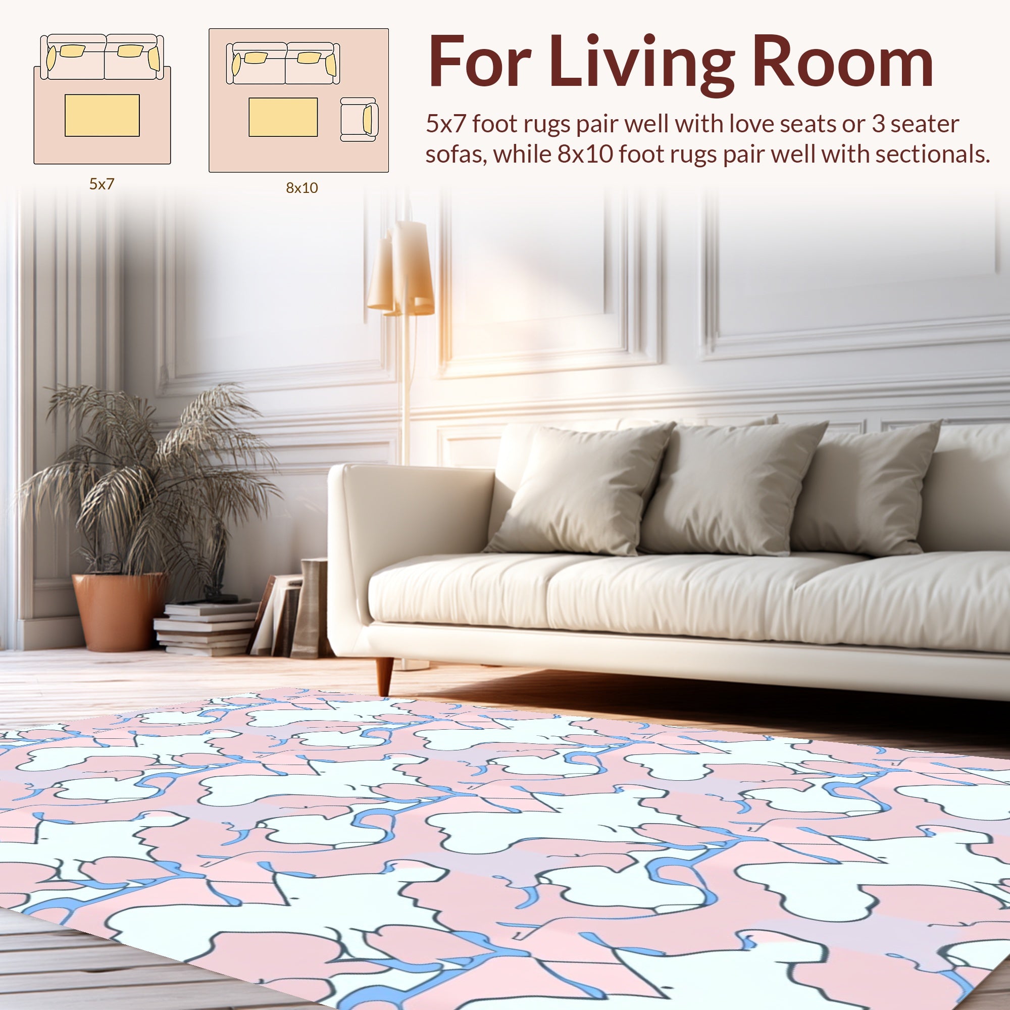 Soft Abstract Organic Shapes Pattern Rug