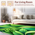 Lush Green Tropical Leaf Pattern Rug