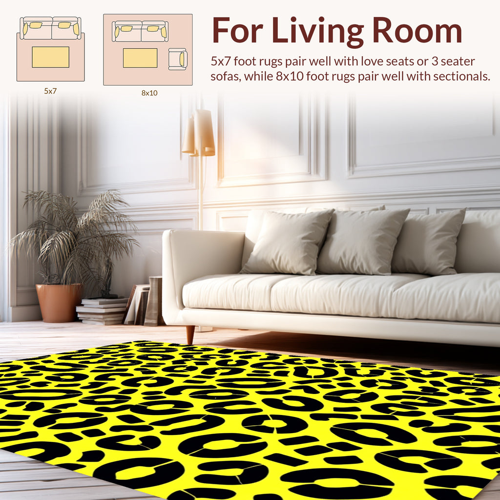 Bold Black Leopard Spots Design Rug