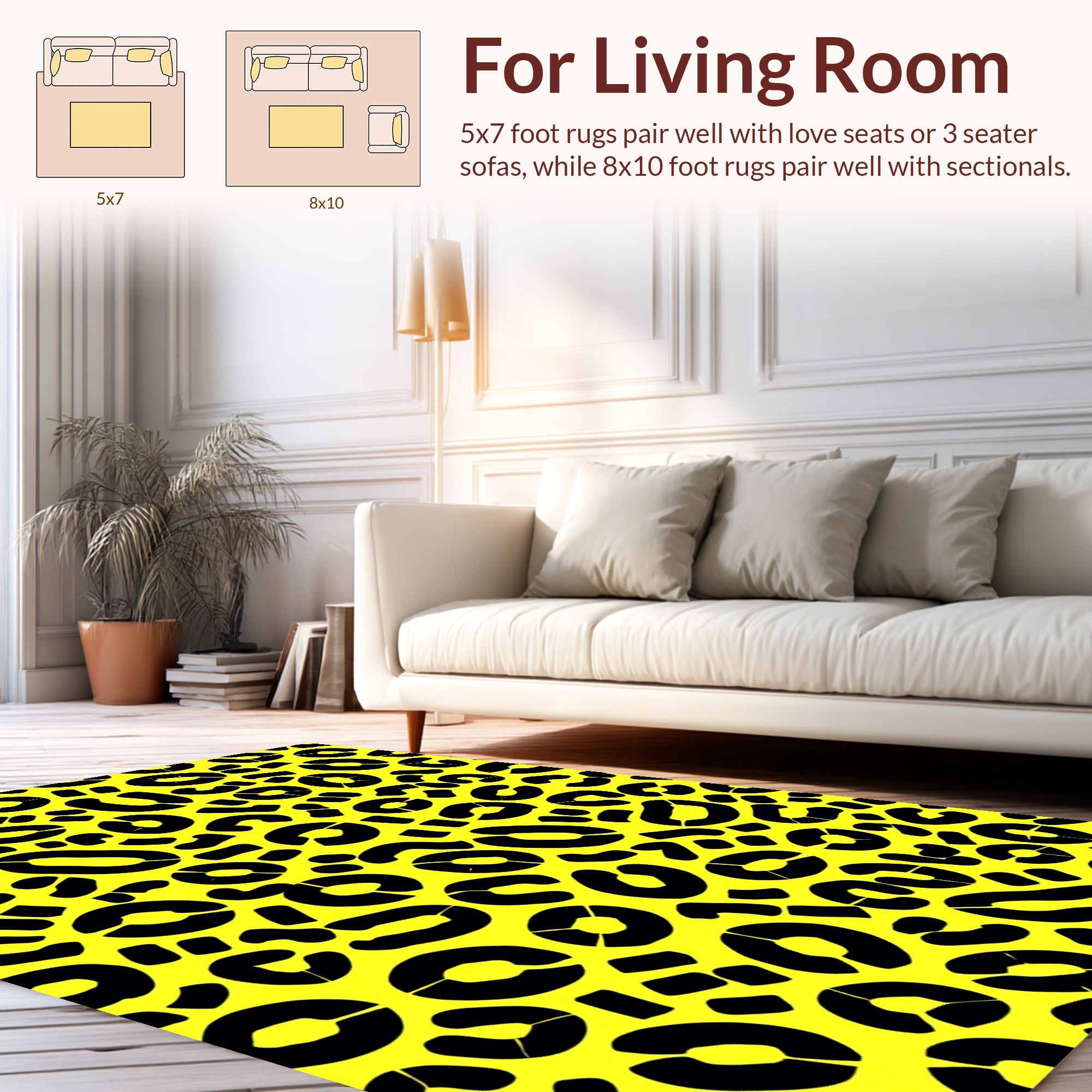 Bold Black Leopard Spots Design Rug