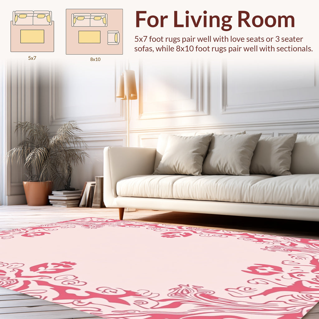 Intricate Pink Swirl Mandala Design Rug