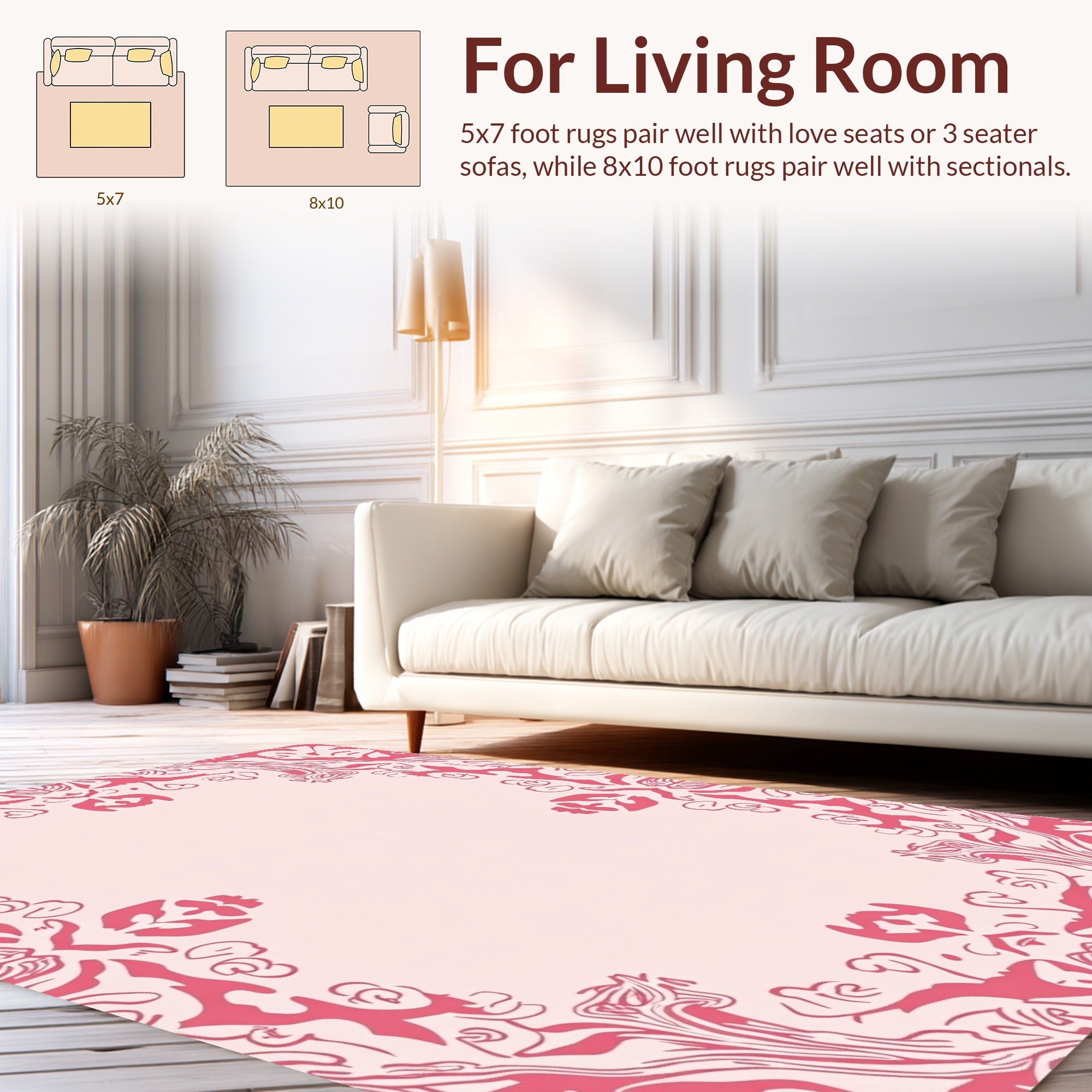 Intricate Pink Swirl Mandala Design Rug