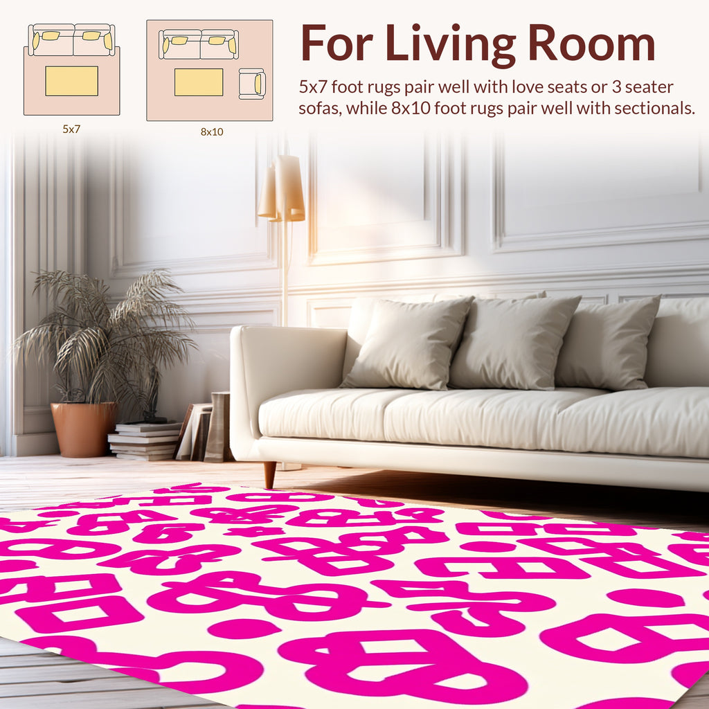 Pink Cream Abstract Symbol Rug