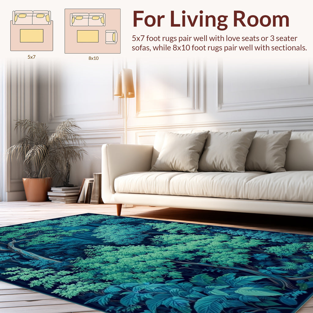 Emerald Lush Forest Tapestry Rug