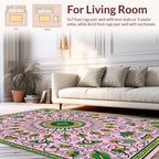 Delicate Floral Scroll Pink Green Rug