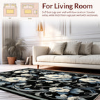 Classic Cream Blue Floral Scroll Design Rug