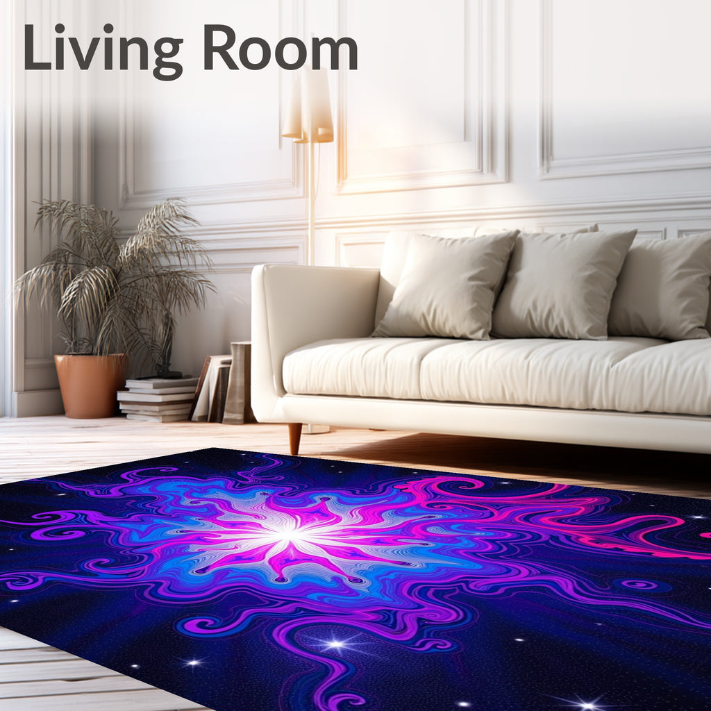 Vibrant Cosmic Swirl Nebula Rug