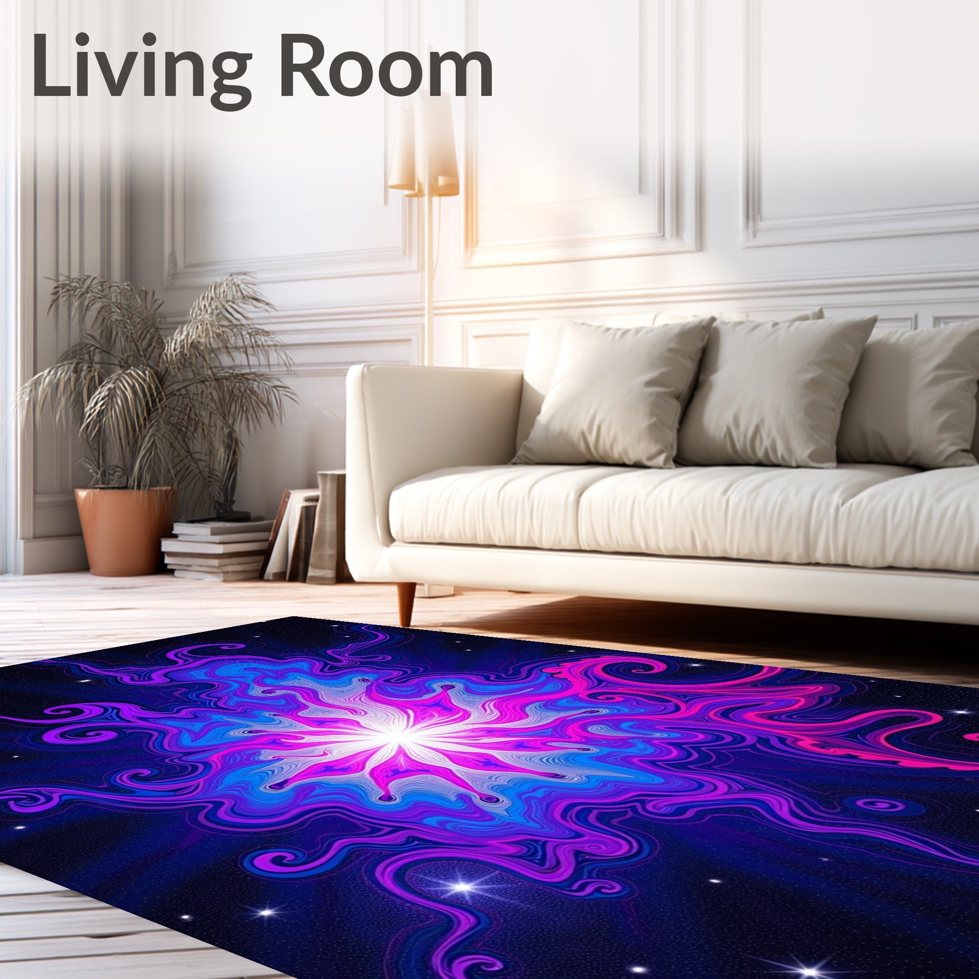Vibrant Cosmic Swirl Nebula Rug