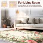 Vintage Rose Scroll Floral Pattern Rug