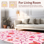 Whimsical Pink Floral Butterfly Pattern Rug