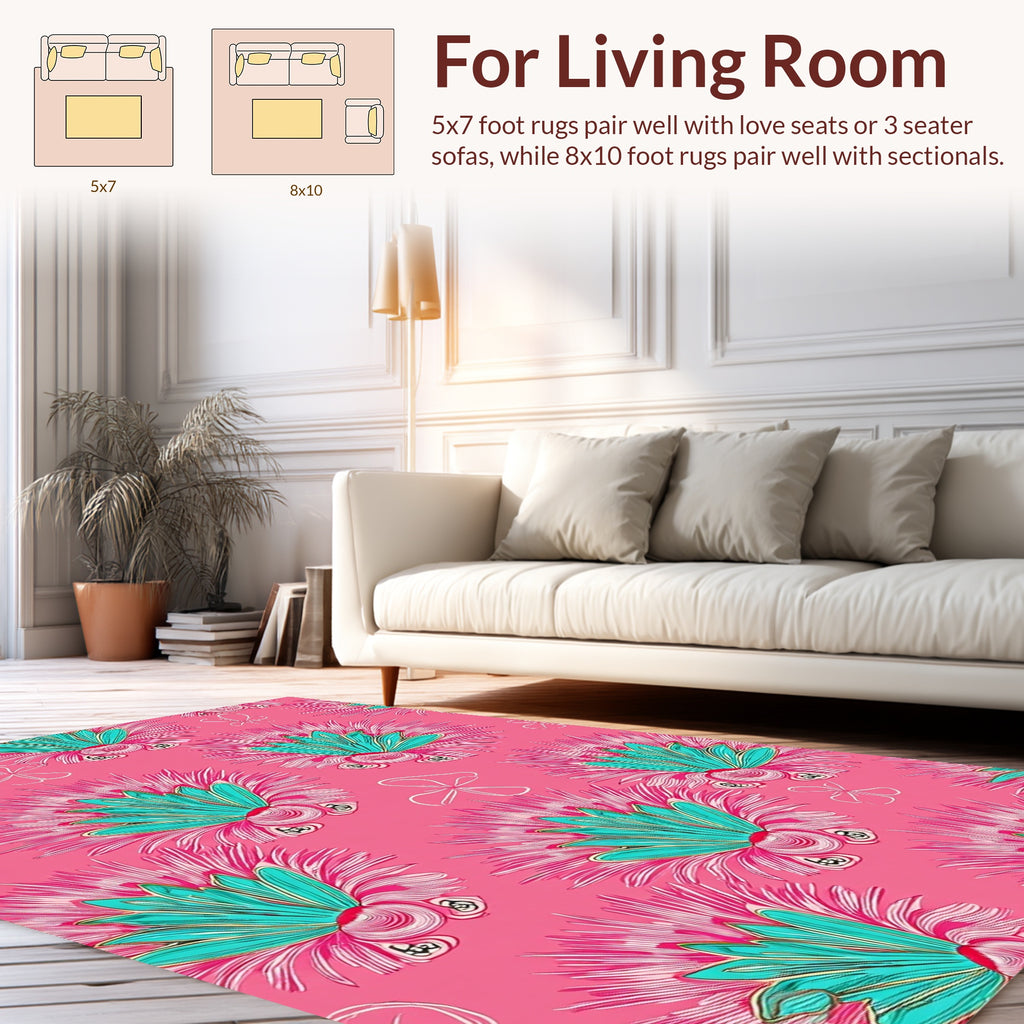 Pink Floral Whimsical Abstract Rug