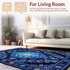 Intricate Blue Ornamental Mandala Rug