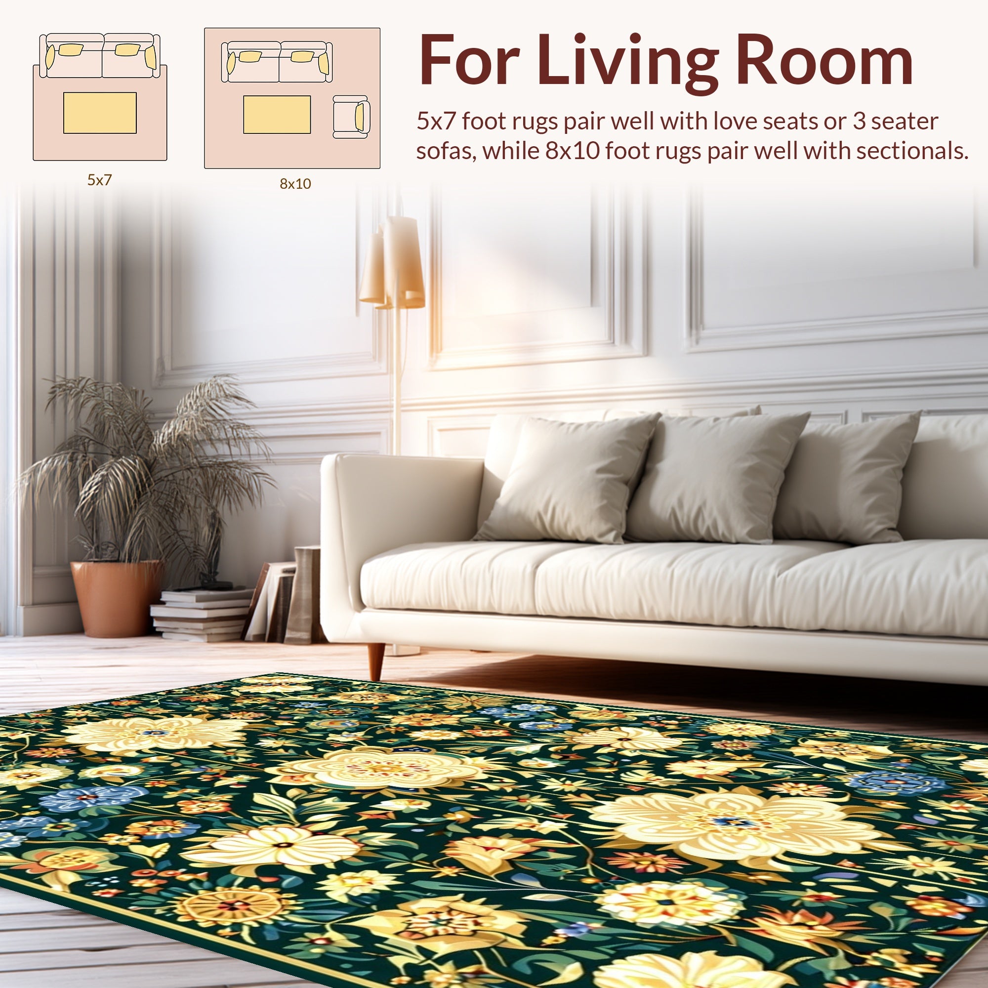 Ornate Floral Patterned Tapestry Rug