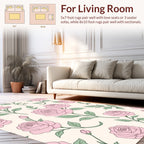 Pink Floral Stem Pattern Design Rug