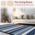 Shades of Blue Striped Modern Rug
