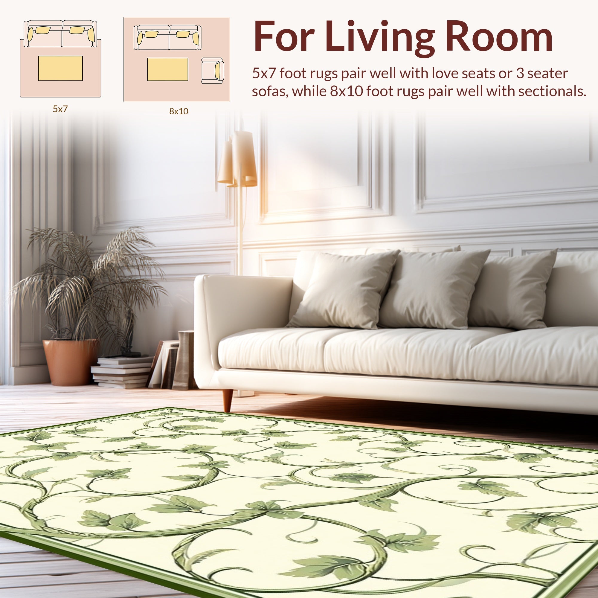 Classic Vine Leaf Pattern Design Rug