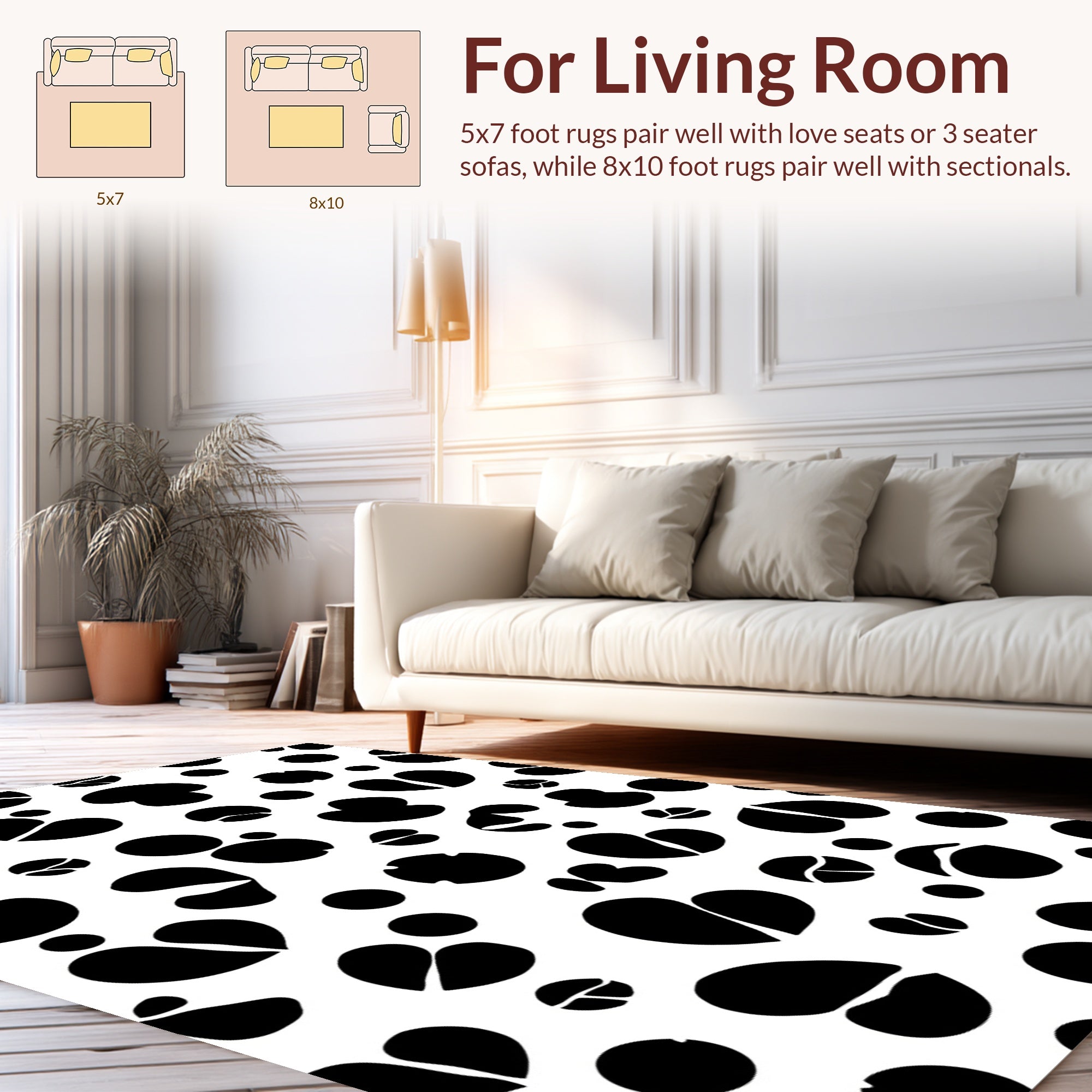Abstract Black White Spots Pattern Rug
