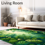 Lush Tropical Jungle Leaf Pattern Rug