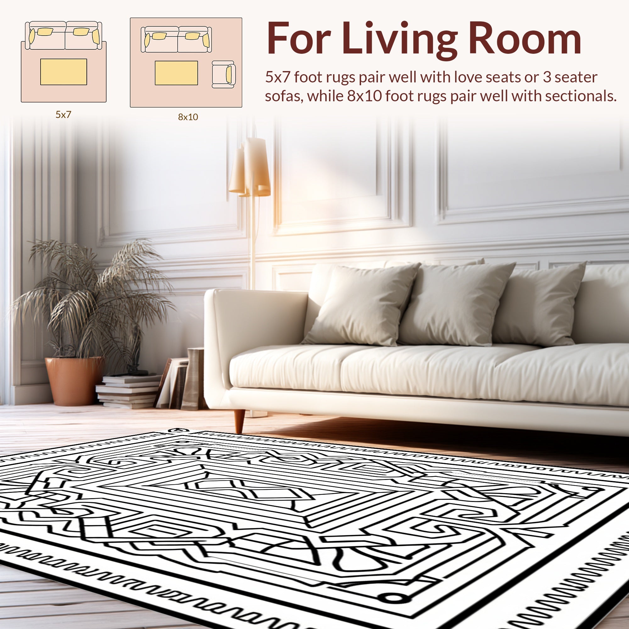Intricate Abstract Maze Pattern Rug