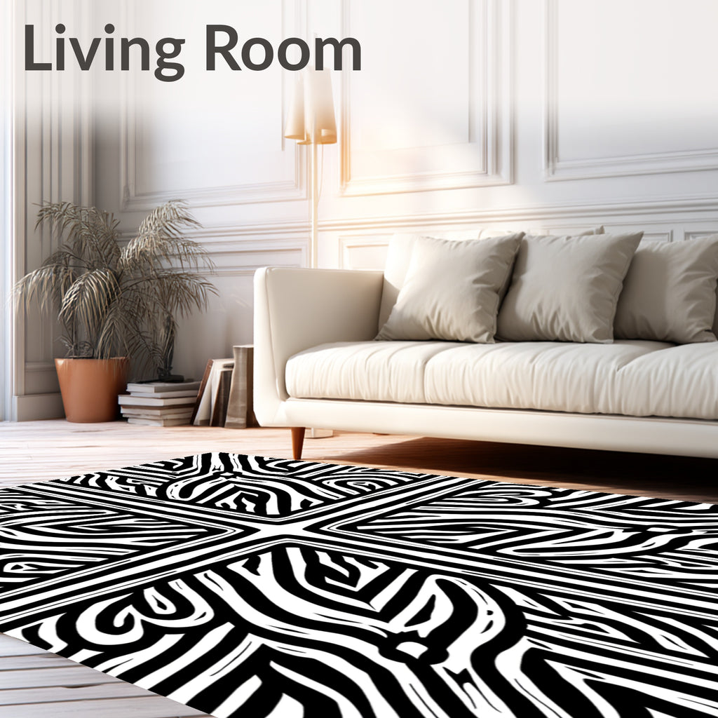 Bold Black White Abstract Zebra Rug