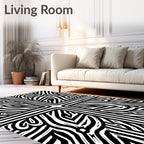Bold Black White Abstract Zebra Rug