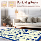 Classic Blue Floral Vine Pattern Rug