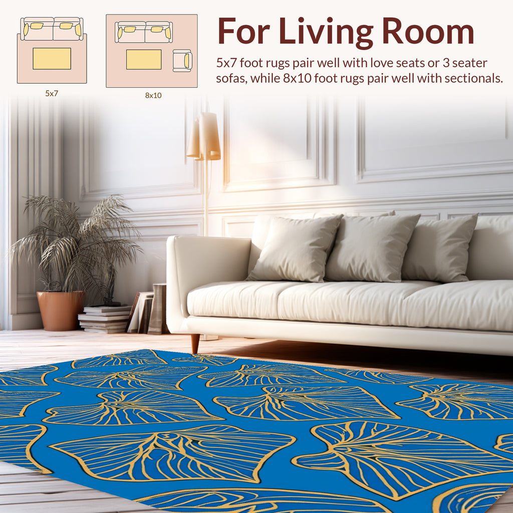 Golden Leaf Vein Pattern Rug