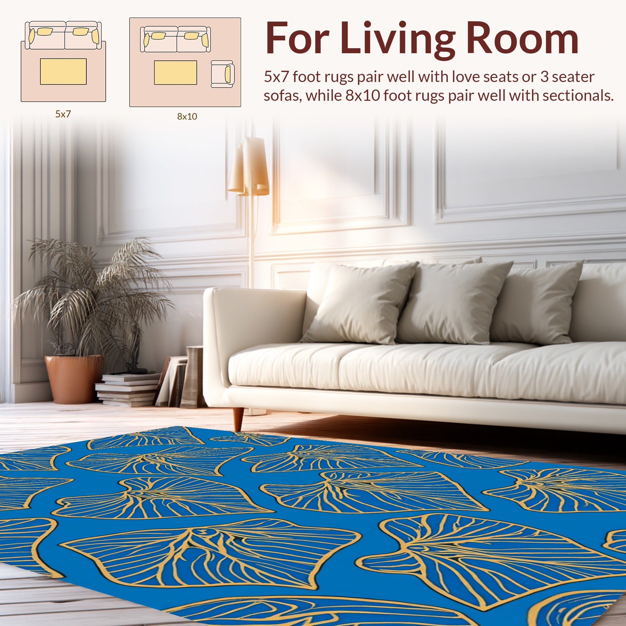 Golden Leaf Vein Pattern Rug