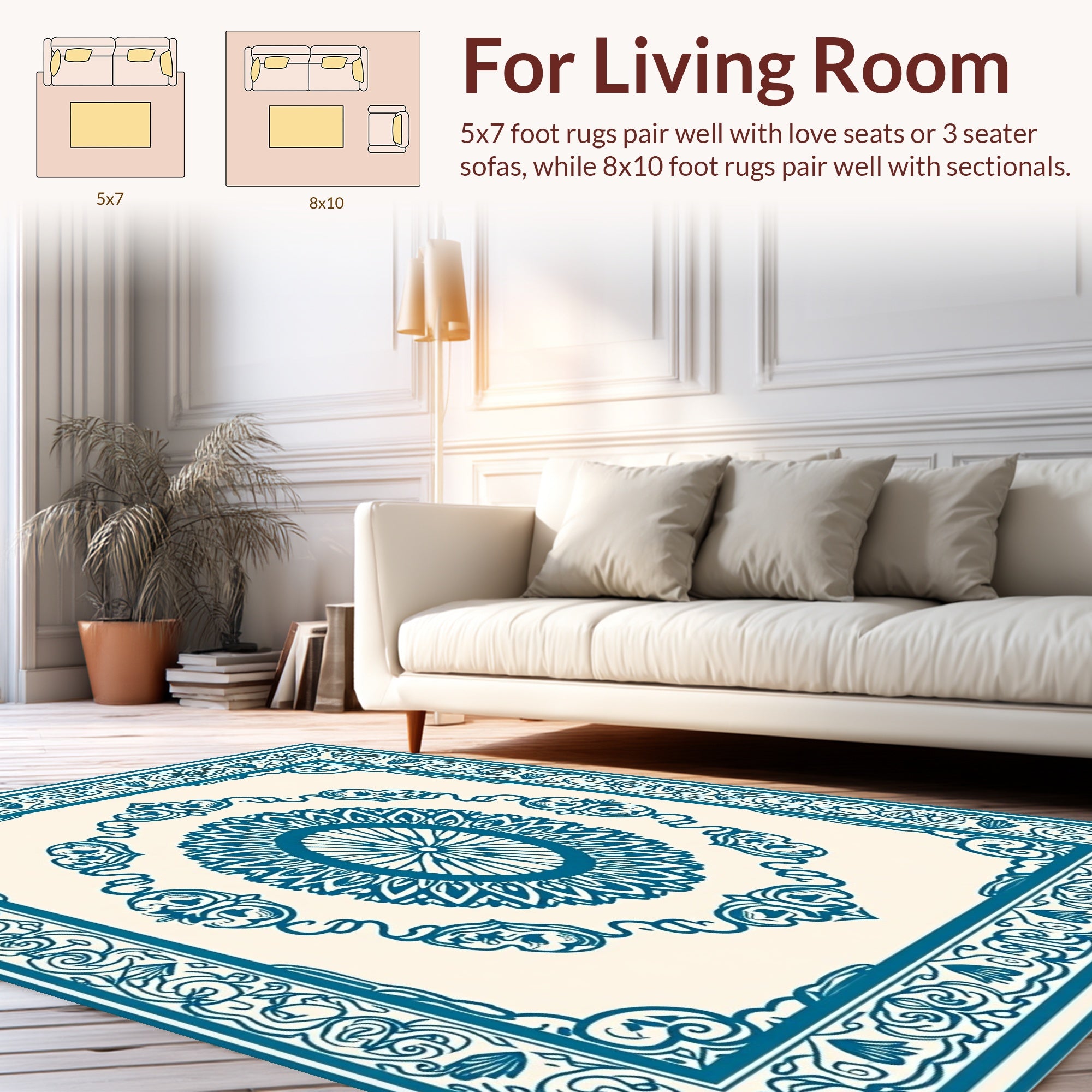 Ornate Floral Teal Motif Rug