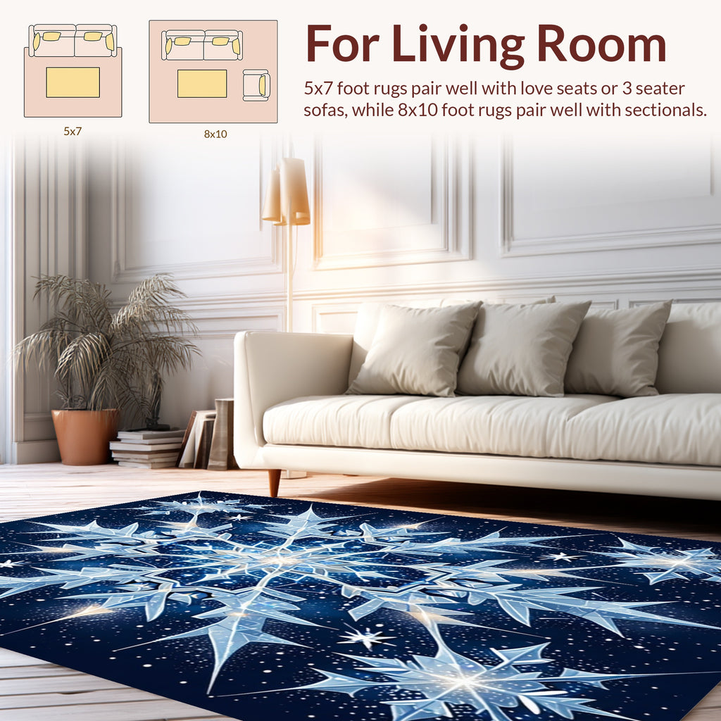 Crystal Snowflake Symmetry Blue Design Rug