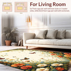 Whimsical Butterflies Floral Meadow Design Rug