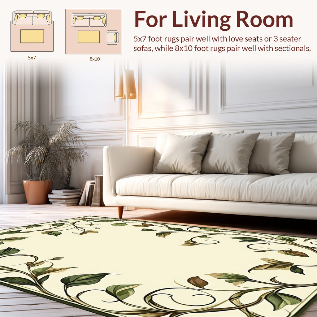Elegant Floral Vine Scroll Pattern Rug