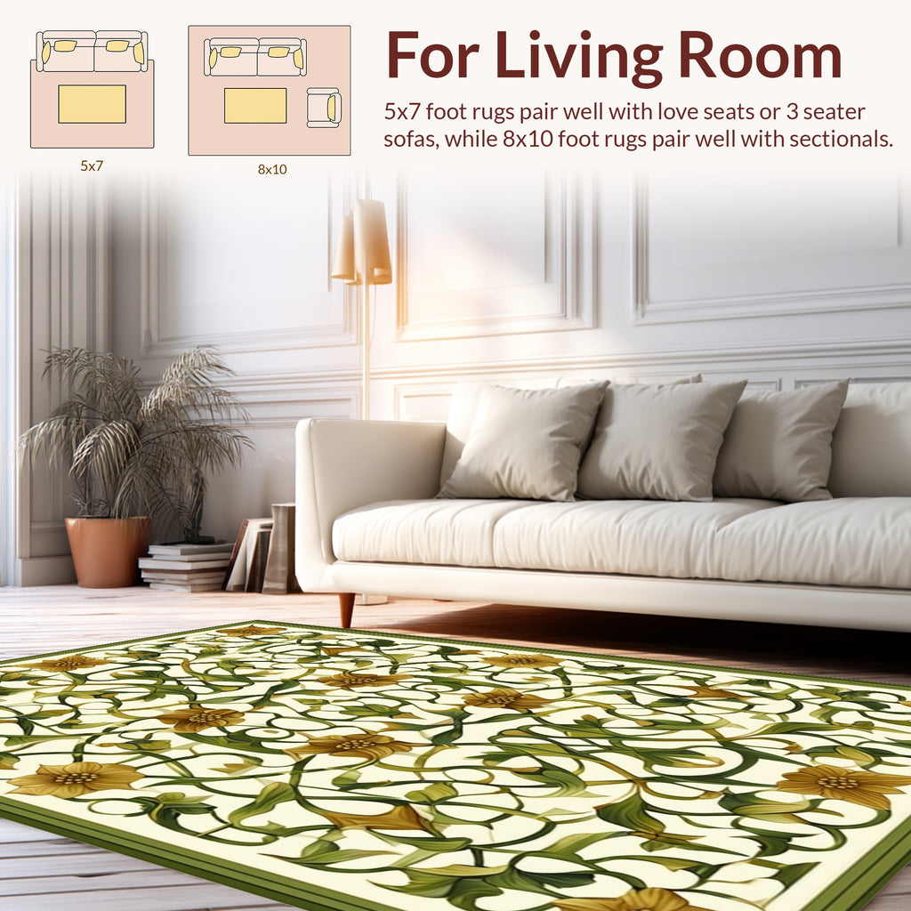 Art Nouveau Floral Vines Pattern Rug