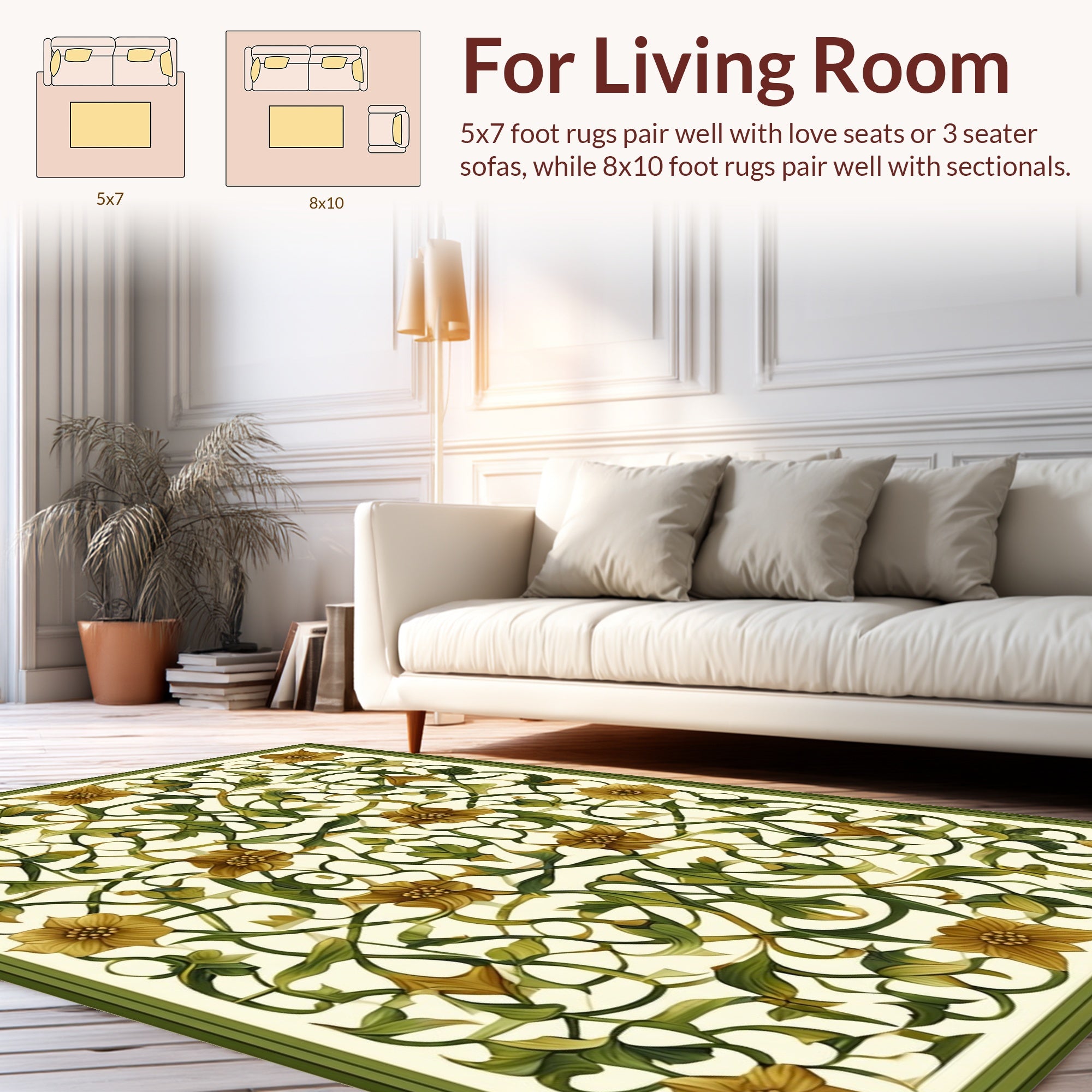 Art Nouveau Floral Vines Pattern Rug