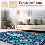 Whimsical Turtle Floral Scroll Design Rug