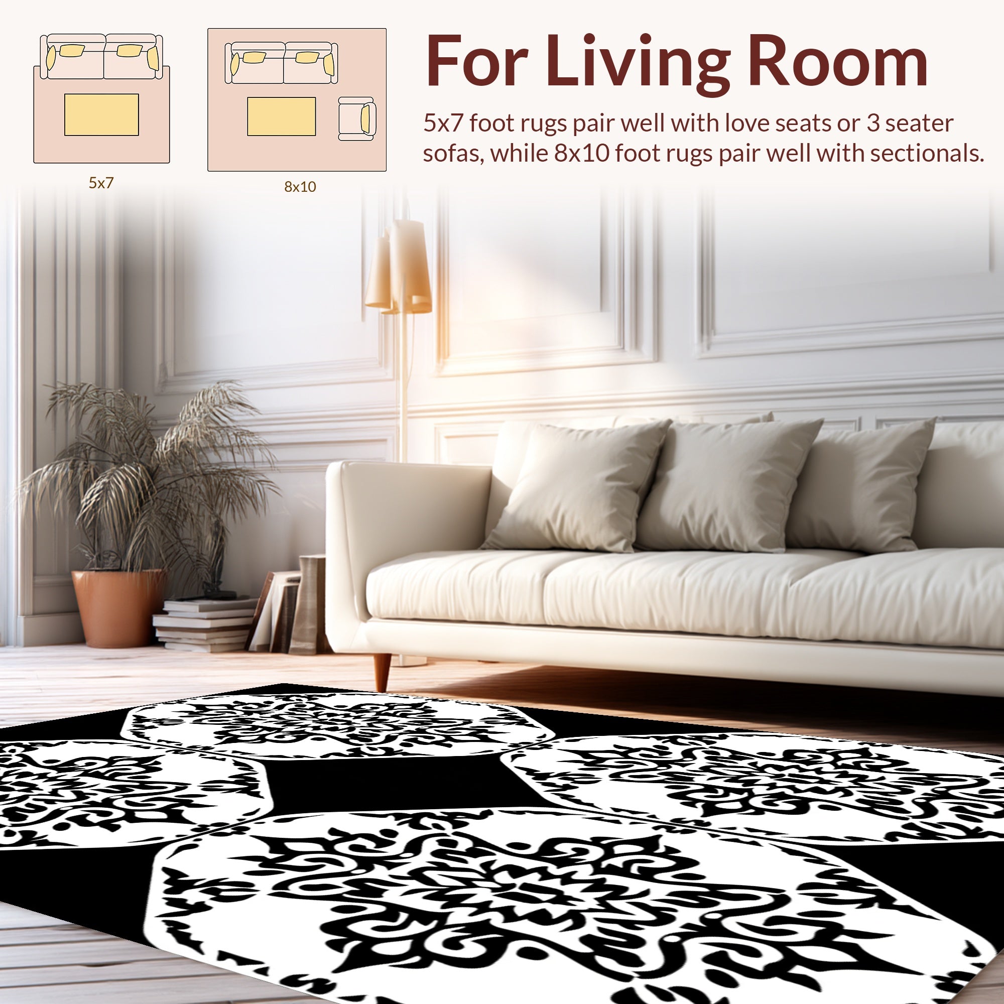 Monochromatic Intricate Medallion Pattern Rug