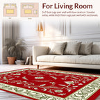 Classic Floral Borders Red Design Rug