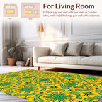 Bright Yellow Green Floral Medallion Design Rug