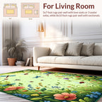 Whimsical Insects And Floral Garden Design Rug