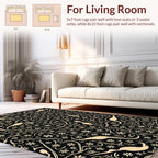 Flowing Floral With Figure Silhouette Pattern Rug